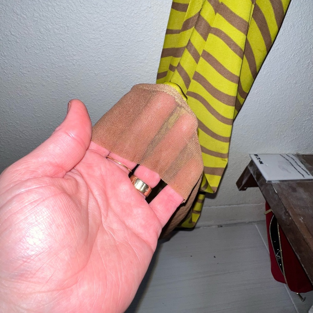 Striped V-Neck Dress in Yellow and Brown - Picture 5 of 12